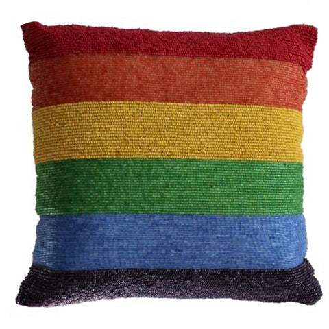 Beaded Rainbow Pillow 13"