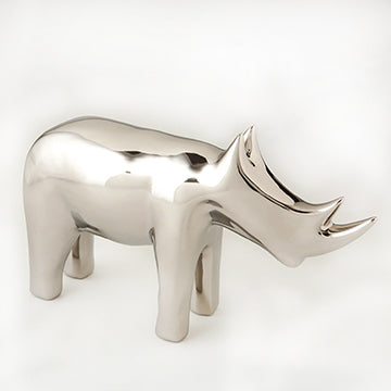 Rhino - Bright Silver - Scuplture