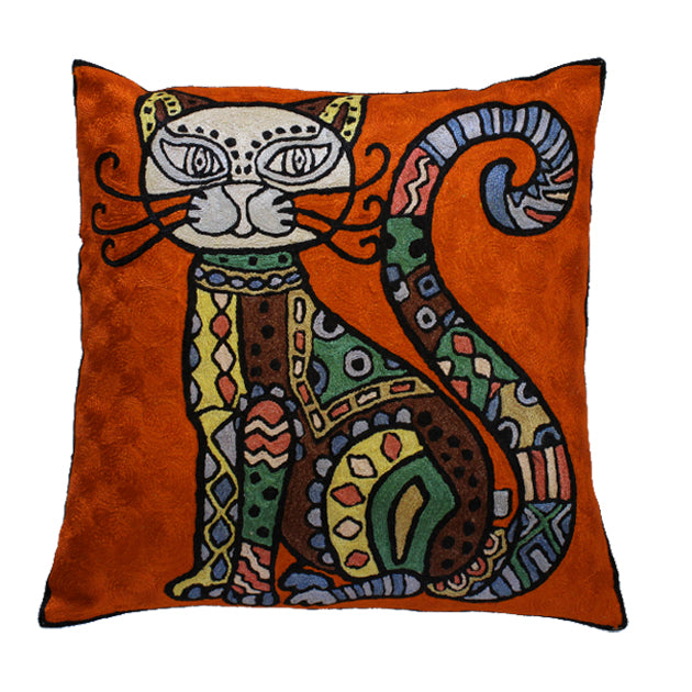Cat's Meow Silk Pillow Cover 18"
