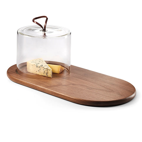Walnut cheese board with glass cover