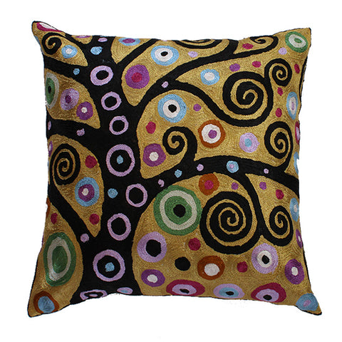 Klimt's Tree Silk Pillow Cover 18"