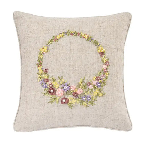Spring Wreath Throw Pillow 16"